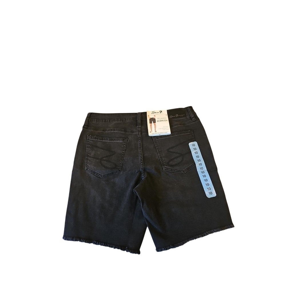Seven7 Relaxed Bermuda Denim Shorts Washed‎ Black Raw Hem Size 10 MY3604FRB25